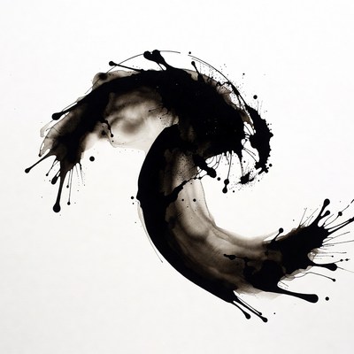 Black Ink Yin Yang Splash
