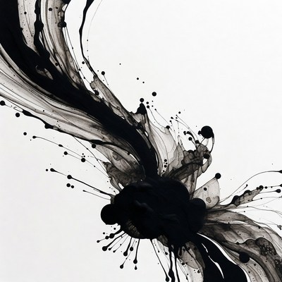 Black Ink Splatter on White