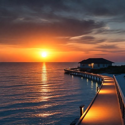 Sunset Overwater Bungalow on Pier