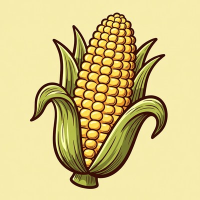 Cartoon Corn Cob Illustration