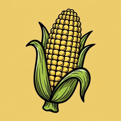 Cartoon Corn Cob Illustration