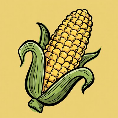 Yellow Corn Cob Illustration