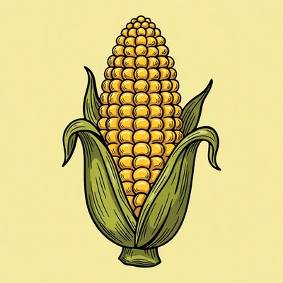 Yellow Corn Cob Illustration