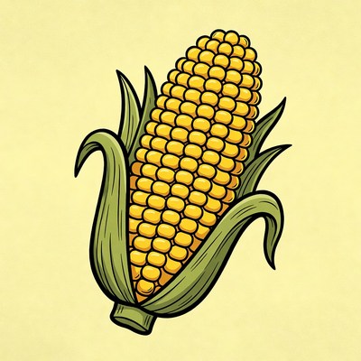 Cartoon Corn Cob Illustration