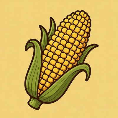 Cartoon Corn Cob Illustration
