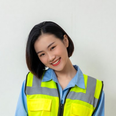 Asian woman in yellow safety vest