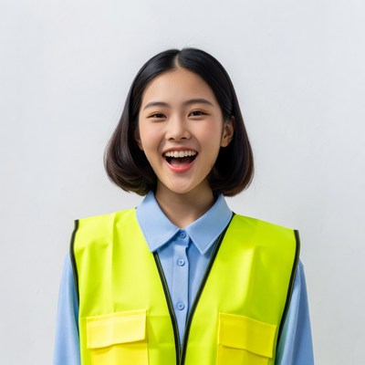 Asian woman in yellow safety vest
