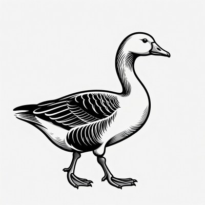 Black and white goose illustration
