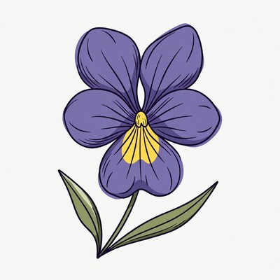 Purple Violet Flower Illustration