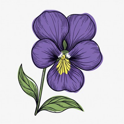 Purple Violet Flower Illustration