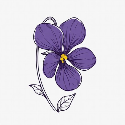 Purple Violet Flower Illustration