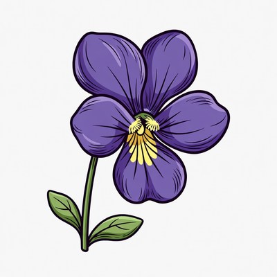 Purple Violet Flower Illustration