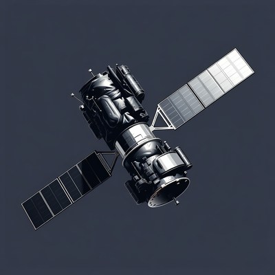 Space satellite with solar panels