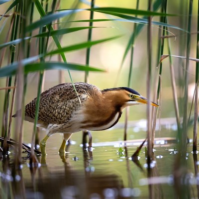 Purple Heron in Reeds