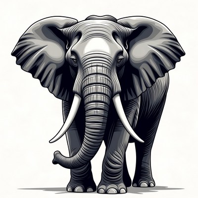 Elephant illustration on white background