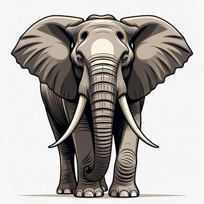 Elephant illustration facing forward