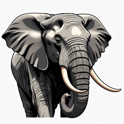 Elephant illustration on white background