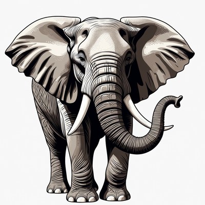 Elephant standing isolated background