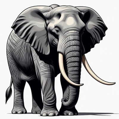 Elephant illustration with large tusks
