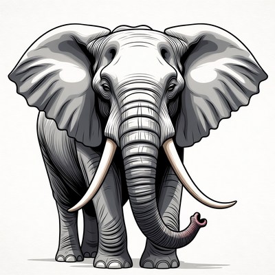 Elephant illustration with tusks