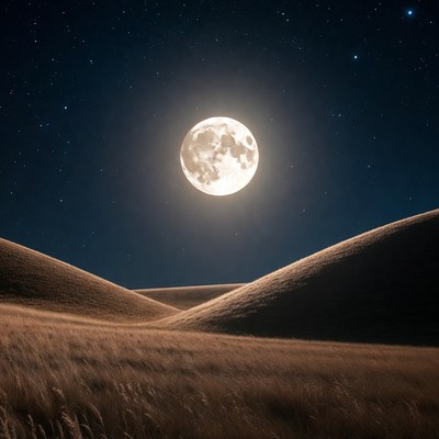 Full Moon Over Desert Hills
