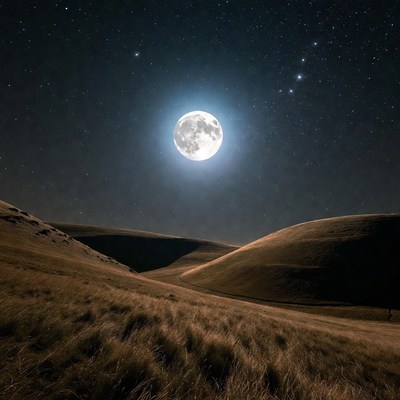 Full Moon Over Rolling Hills