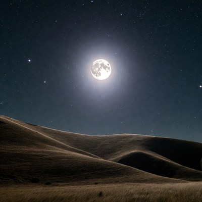 Full Moon Over Rolling Hills