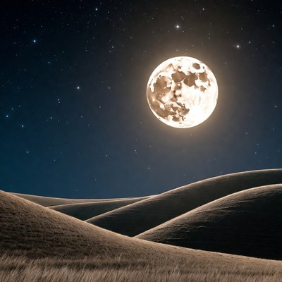 Full Moon Over Desert Dunes
