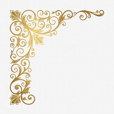 Golden Floral Corner Border
