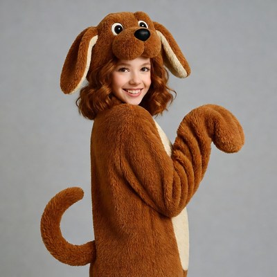 Girl in brown dog costume