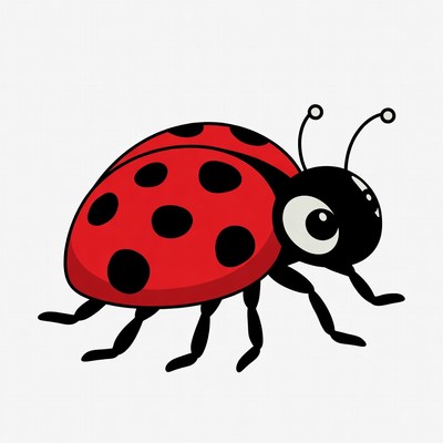 Cartoon Ladybug on White Background