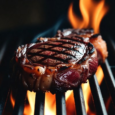 Grilled Ribeye Steak on BBQ Grill
