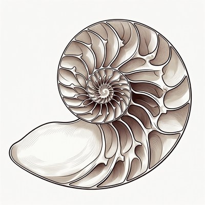 Detailed Nautilus Shell Illustration