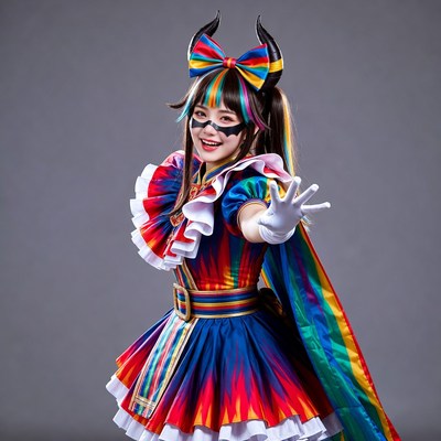 Girl in Rainbow Demon Cosplay Costume