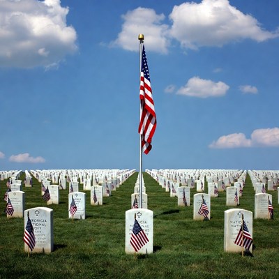 American Flag Over Arlington Cemetery