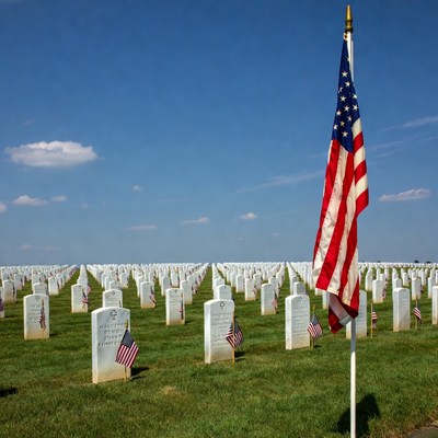 American Flag Over Arlington Cemetery
