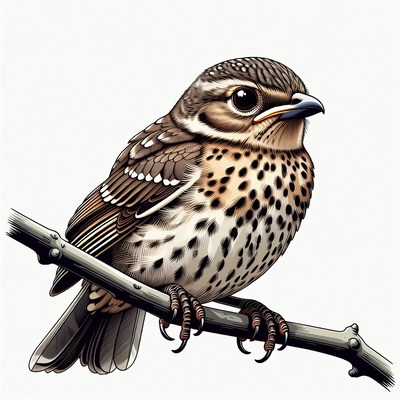 Wood Thrush perched on branch