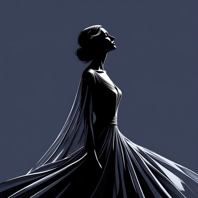 Silhouette of Woman in Flowing Gown