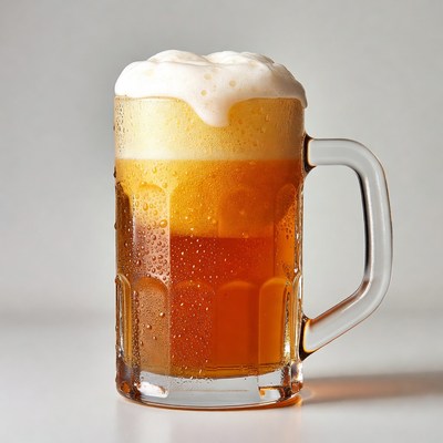 Frothy Beer in Glass Mug
