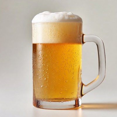 Frothy Beer Mug with Condensation