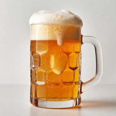 Foamy Beer in Glass Mug