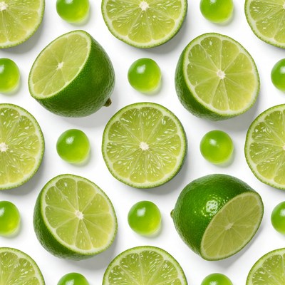 Lime Slices and Whole Limes Pattern