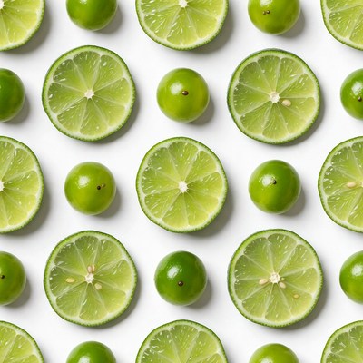 Lime Slices and Whole Limes Pattern