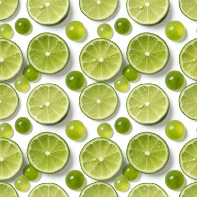Lime Slices and Green Grapes Pattern