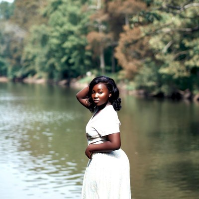 African-American woman by river