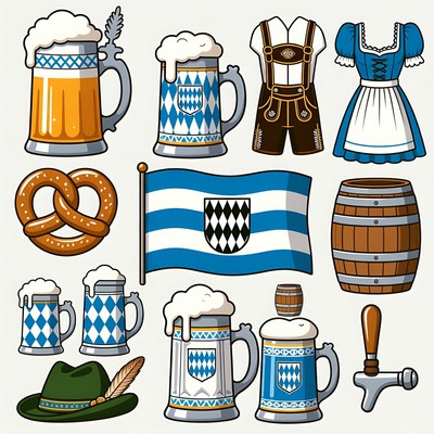 Bavarian Oktoberfest Icons Illustration