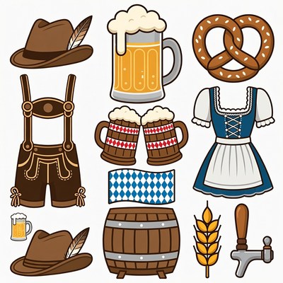 Oktoberfest Bavarian Clipart Icons