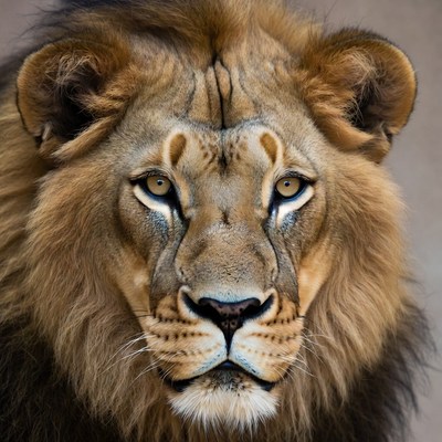 Close-up lion face portrait