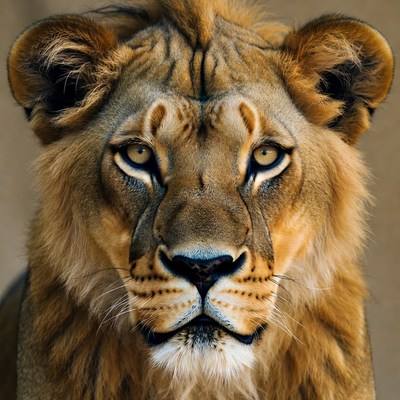 Close-up lion face portrait