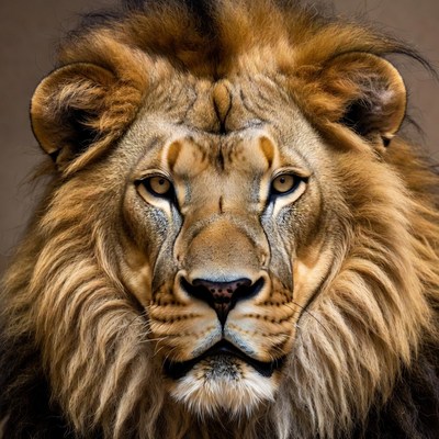 Close-up lion face portrait